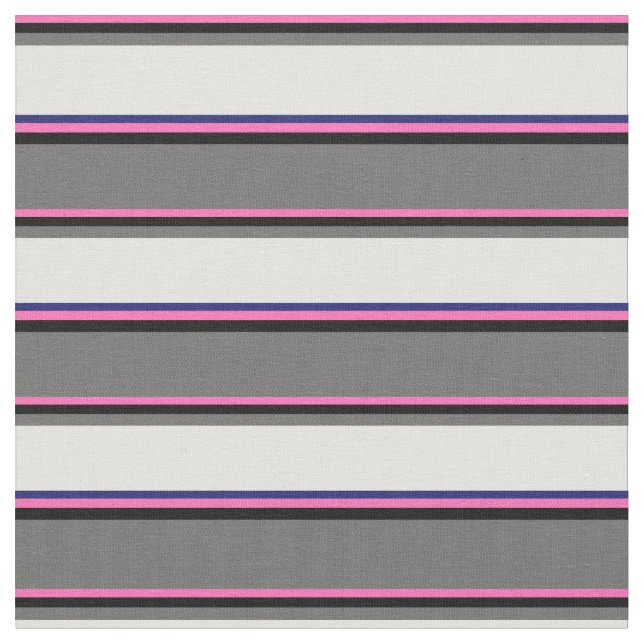 Hot Pink, Black, Dim Grey, Yellow & Midnight Blue Fabric (Close Up)