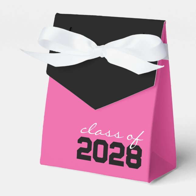 Hot Pink & Black Graduation Favour Boxes (Front Side)