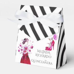 Hot Pink Black High Heel Shoes Quinceanera Party Favour Box