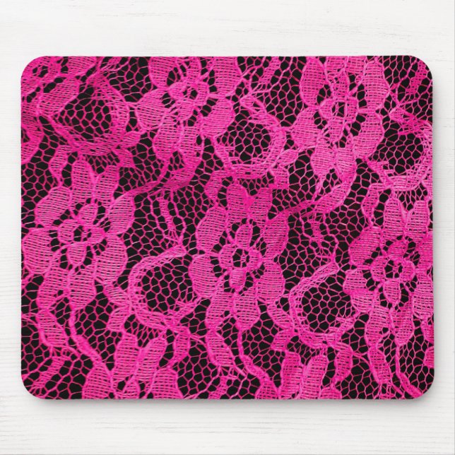 Hot Pink/Black Lace-Look Mouse Pad (Front)