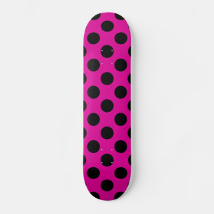 Hot Pink & Black Large Polka Dot Skateboard