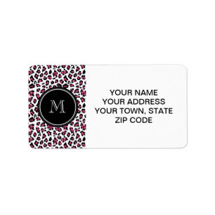 Hot Pink Black Leopard Animal Print with Monogram Label