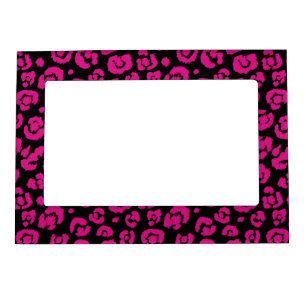 Hot Pink Black Leopard Print Magnetic Picture Frame