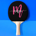 Hot Pink Black Modern Script Girly Monogram Name Ping Pong Paddle<br><div class="desc">Elevate your game with our Hot Pink Modern Script Girly Monogram Name Ping Pong Paddle! This stylish paddle features a vibrant hot pink design, personalised with your name in an elegant modern script font. Perfect for adding a touch of personality to your table tennis matches, it combines chic aesthetics with...</div>