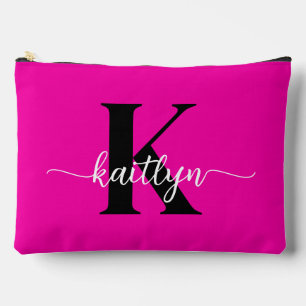 Hot Pink Black Monogram Accessory Pouch