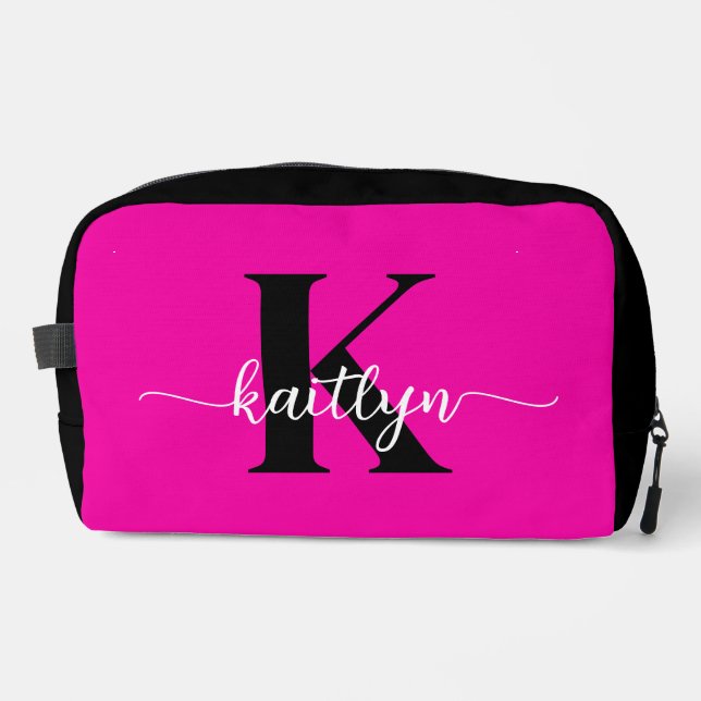 Hot Pink Black Monogram Dopp Kit (Front)