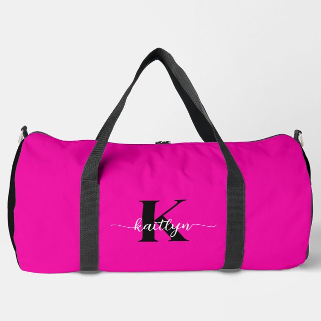 Hot Pink Black Monogram Duffle Bag (Front)