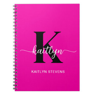 Hot Pink Black Monogram Notebook