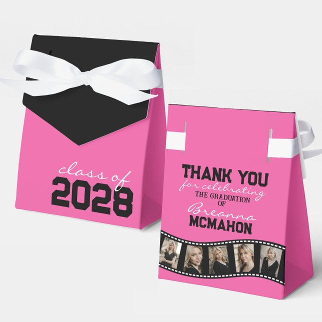 Hot Pink & Black Photo Collage Filmstrip Favour Bo Box (Creator Uploaded)