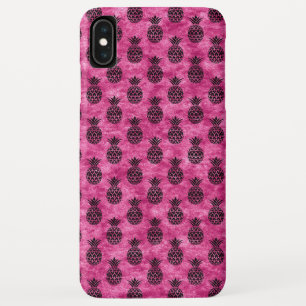 Hot Pink & Black Pineapple Tropical Summer Pattern iPhone XS Max Case