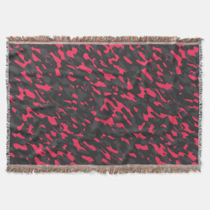 Hot pink Black Purple Camo Abstract Throw Blanket