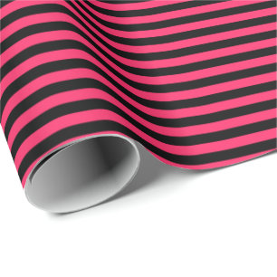 Hot Pink Black Stripe Wrapping Paper