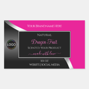 Hot Pink Black Wavy Silver and Logo Product Labels