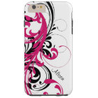 Hot Pink Black White Funky Wavy Scroll Floral