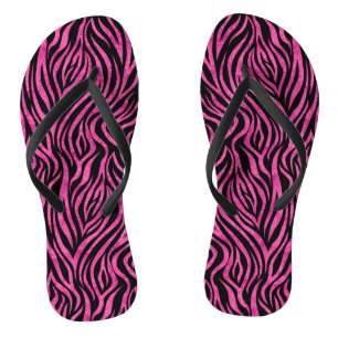 Hot Pink Black Zebra Flip Flops