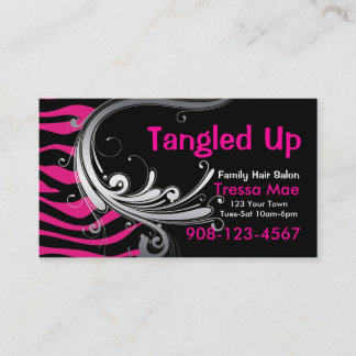 Hot Pink & Black Zebra Print Salon Appointment Card