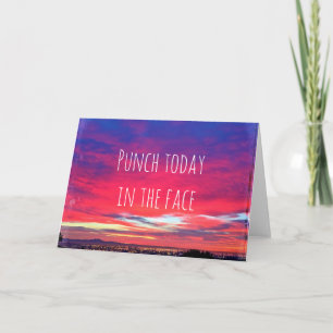 Hot Pink Blue Coastal Sunset Punch Today Quote Card