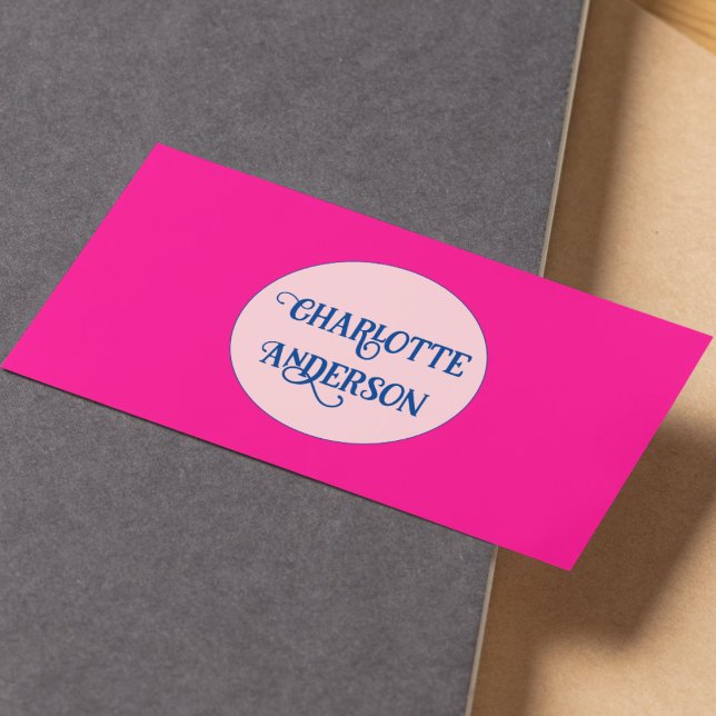 Hot Pink Blue Fashion Stylist Business Card (Creator Uploaded)