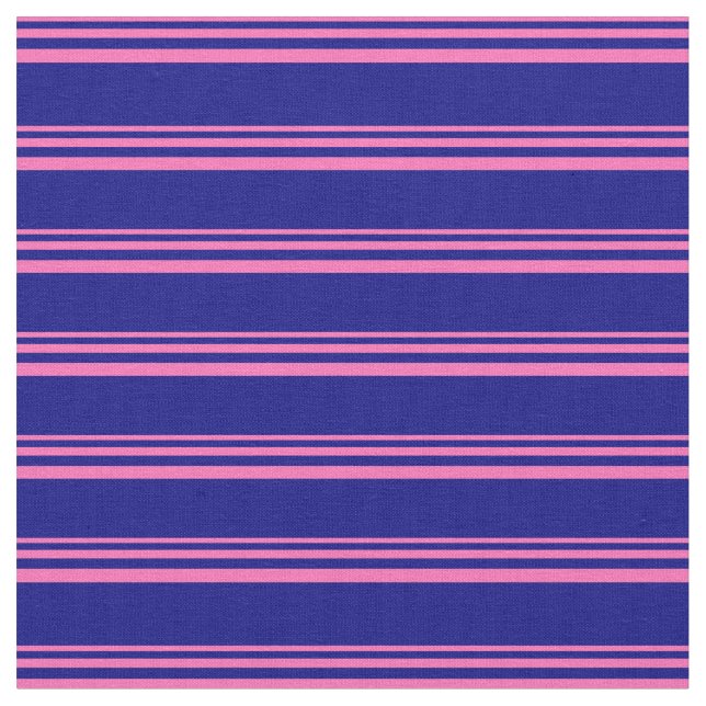 Hot Pink & Blue Striped Pattern Fabric (Close Up)