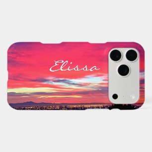 Hot Pink Blue Sunset Coastal Landscape Script Name