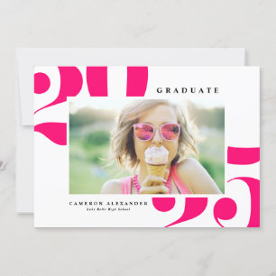 Hot Pink Bold Typography 2024 Photo Graduation Announcement