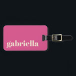 Hot Pink Bold Typography Personalised Name Luggage Tag<br><div class="desc">Bold Modern Typography Personalised Name Luggage Tag in Hot Pink</div>