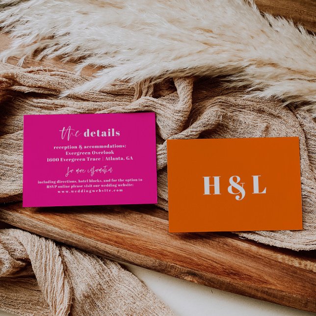 Hot Pink Bold Wedding Details Card (Creator Uploaded)