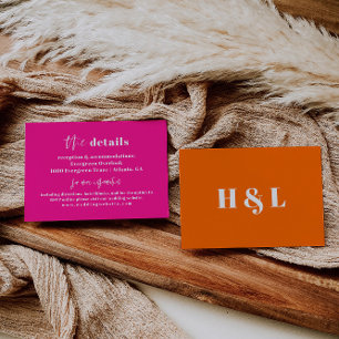 Hot Pink Bold Wedding Details Card