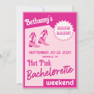 Hot Pink Boots Nash Bash Bachelorette Invitation