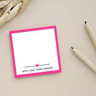 Hot Pink Border & Heart With Love From Post-it Notes