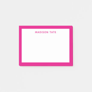 Hot Pink Border Modern Monogram Professional Post-it Notes