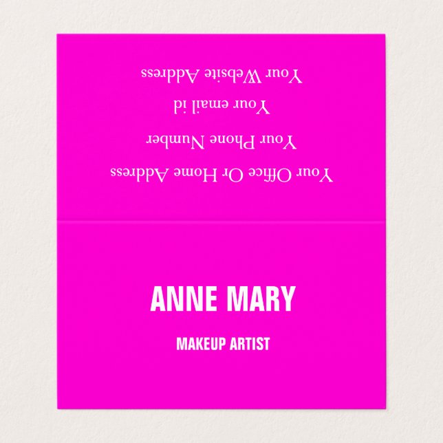 Hot Pink Bright Colourful Wedding Cute Chic Girly Business Card (Outside Unfolded)