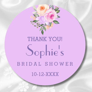 Hot Pink Bright Floral Bridal Shower Thank You Classic Round Sticker