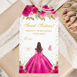 Hot Pink Brunette Hair Princess Sweet Sixteen Gift Tags<br><div class="desc">This elegant and glamourous sweet sixteen birthday gift tag can be personalised with a name. The design features a beautiful princess with brunette hair and fair skin in a hot pink ball gown. The text combines handwritten script and modern sans serif fonts for a classy and sophisticated look. The floral...</div>