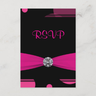 Hot Pink Bubbles Quinceanera 15th Birthday RSVP Card
