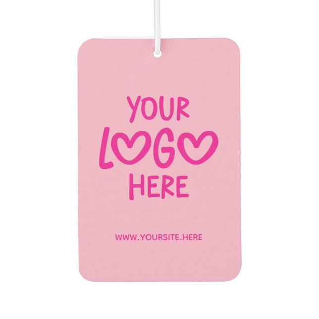 Hot Pink Business Logo Site Photo Car Air Freshener (Front)