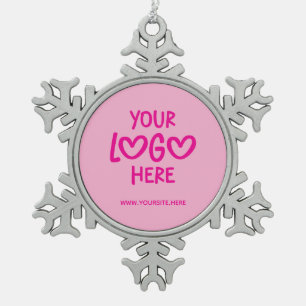Hot Pink Business Logo Site Snowflake Pewter Christmas Ornament