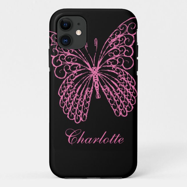Hot Pink Butterfly iPhone 5 Case-Mate ID Case (Back)