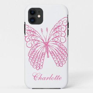 Hot Pink Butterfly iPhone 5Case-MateBarelyThere iPhone 11 Case