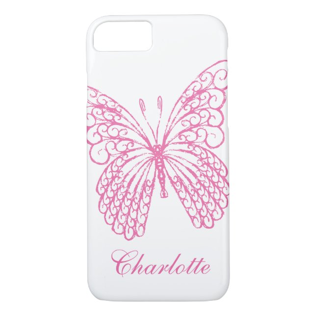 Hot Pink Butterfly iPhone 7 Case (Back)
