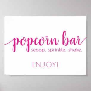 Hot Pink Calligraphy   Bubblegum Popcorn Bar Sign