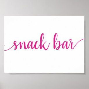 Hot Pink Calligraphy   Bubblegum Snack Bar Sign