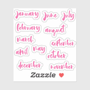 Hot Pink Calligraphy Script Months of the Year