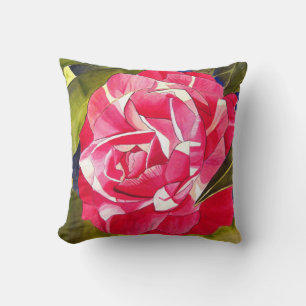 Hot pink Camellia floral Cushion