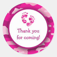 Hot Pink Camo Baby Shower Stickers / Camouflage