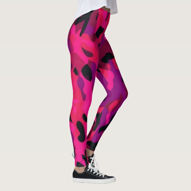 Hot Pink Camo Leggings - Unique Camo Pattern (Right)