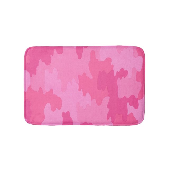Hot Pink Camouflage Bath Mat (Front)