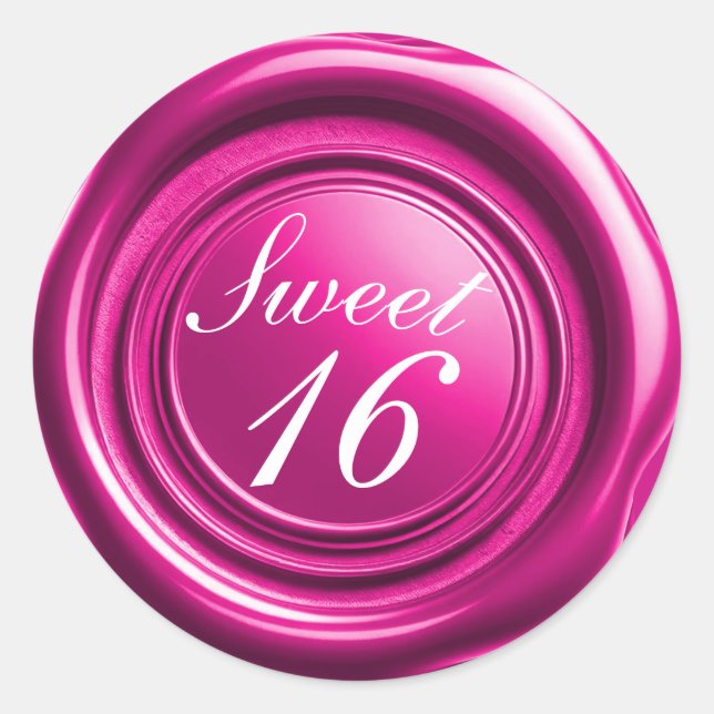 Hot Pink Candle Wax Seal Drip Sweet 16 Wedding (Front)