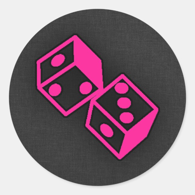 Hot Pink Casino Dice Classic Round Sticker (Front)