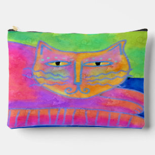 Hot Pink Cat Abstract Art Accessory Pouch